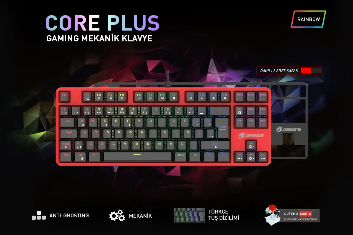 GAMEBOOSTER GM06B Plus Rainbow Aydınlatmalı 88 Tuş Mekanik Oyun Klavyesi
