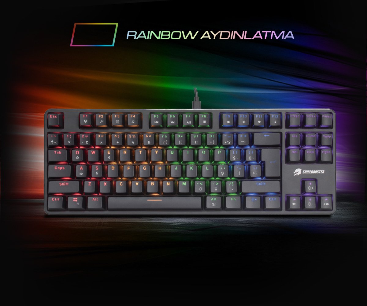 GAMEBOOSTER GM06B Plus Rainbow Aydınlatmalı 88 Tuş Mekanik Oyun Klavyesi
