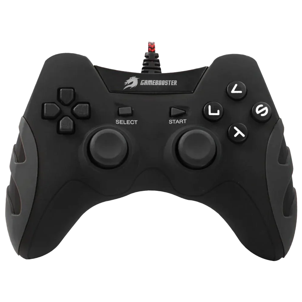 GAMEBOOSTER GB-J54B USB Kablolu Oyun Kolu, Çift Titreşim Motorlu, Ergonomik Siyah Tasarım, PC ve PS3 Uyumlu Gamepad