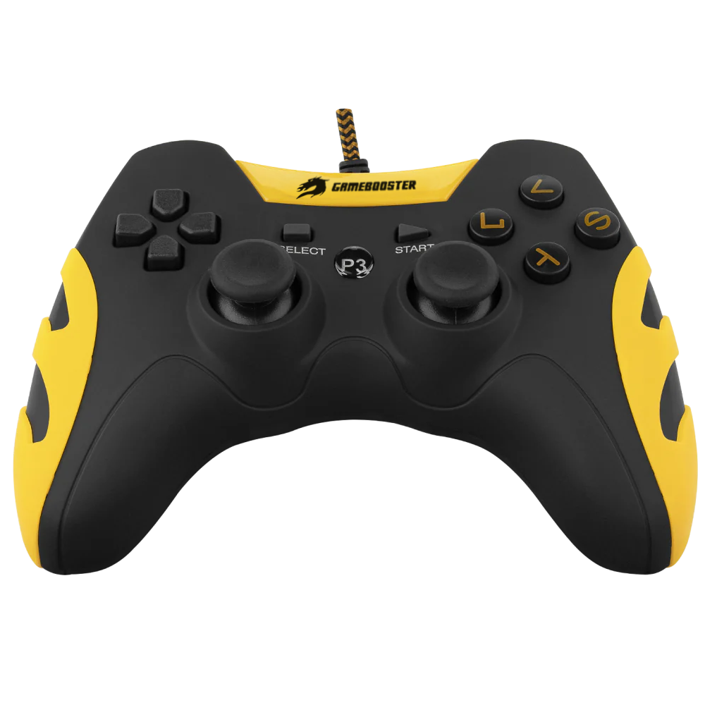 GAMEBOOSTER GB-J54Y USB Kablolu Oyun Kolu, Çift Titreşim Motorlu, Ergonomik Sarı Tasarım, PC ve PS3 Uyumlu Gamepad ikinci görünüm