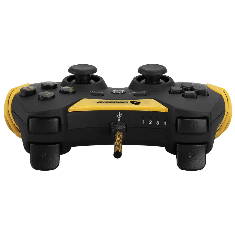 GAMEBOOSTER GB-J54Y USB Kablolu Oyun Kolu, Çift Titreşim Motorlu, Ergonomik Sarı Tasarım, PC ve PS3 Uyumlu Gamepad