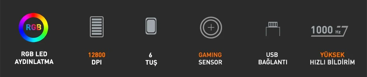GAMEBOOSTER M11 Dire RGB Aydınlatmalı Siyah Profesyonel Gaming Mouse