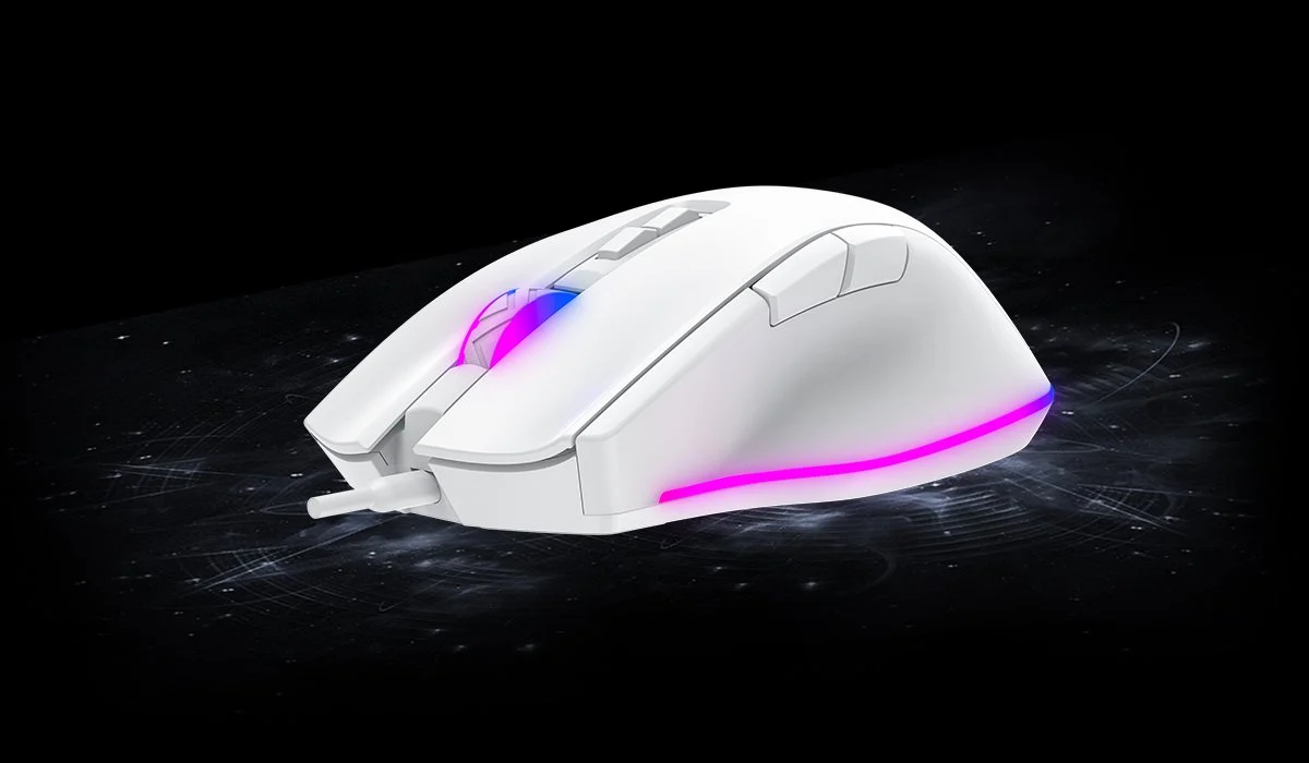 GAMEBOOSTER M16 Myth Yüksek Hassasiyetli Dynamic RGB Aydınlatmalı, Makro Destekli Kablolu Profesyonel Beyaz Oyuncu Mouse