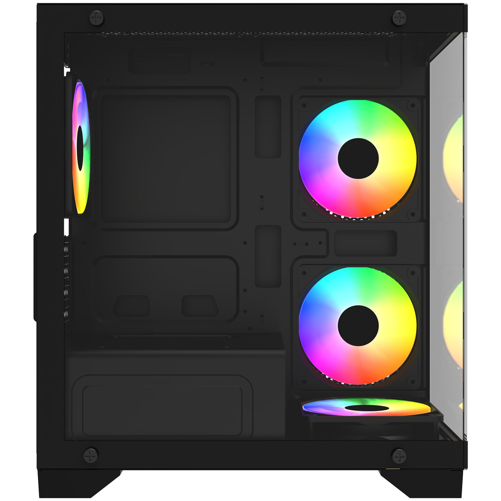 GAMEBOOSTER 600W GB-M6001B 4-Rainbow Fanlı Gaming Mid-Tower PC Kasası ikinci görünüm