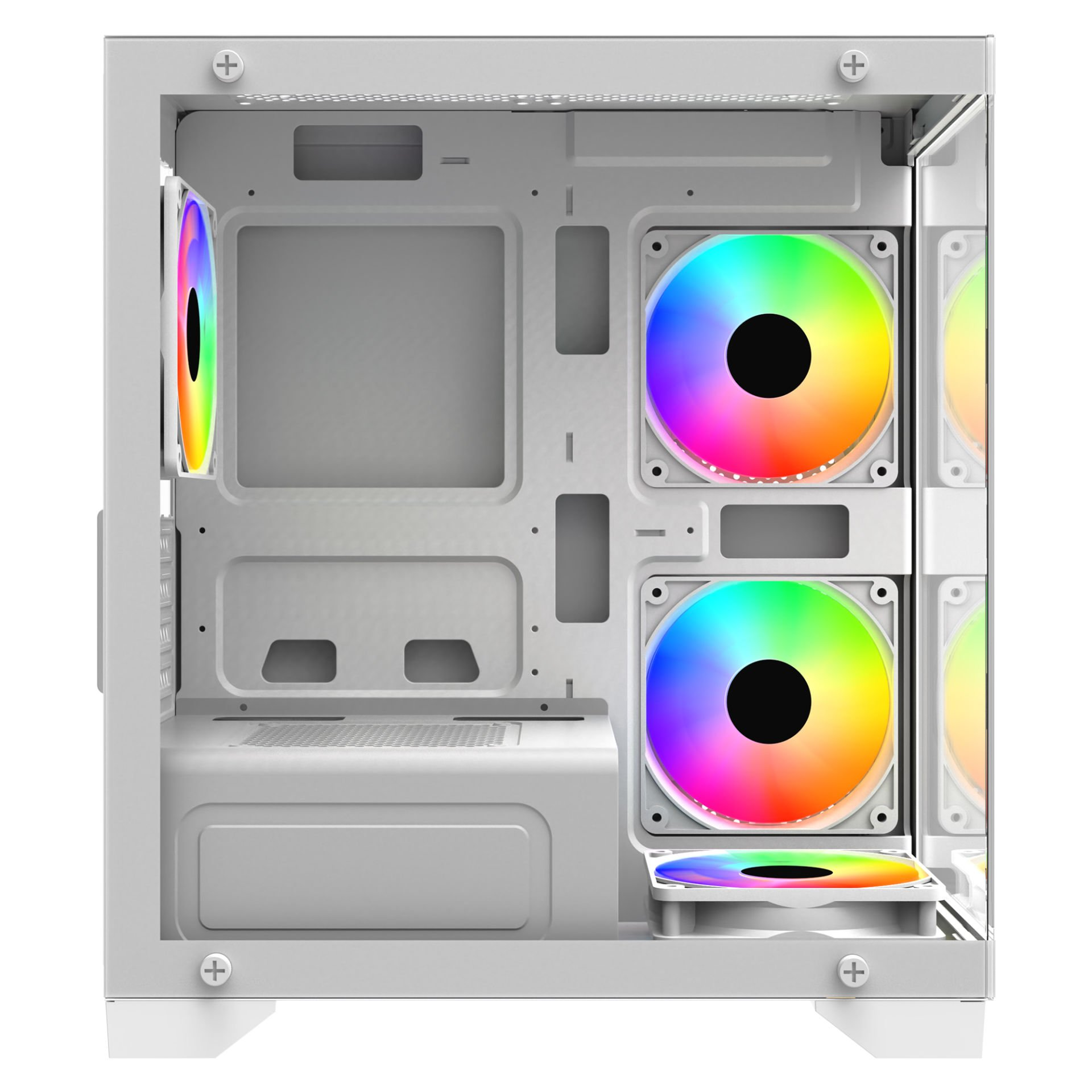 GAMEBOOSTER 600W GB-M6001W 4-Rainbow Fanlı Gaming Mid-Tower PC Kasası Beyaz ikinci görünüm