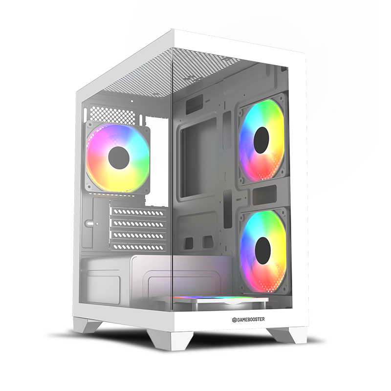 GAMEBOOSTER 600W GB-M6001W 4-Rainbow Fanlı Gaming Mid-Tower PC Kasası Beyaz