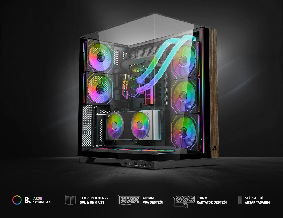 POWERBOOST ECLIPSE JBST-PBA100B 8-ARGB Fanlı Gaming Mid-Tower PC Kasası