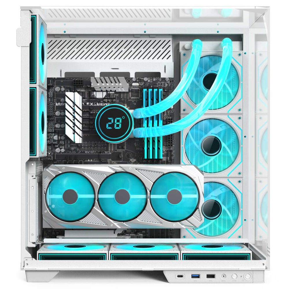 POWERBOOST ECLIPSE JBST-PBA100W 8-ARGB Fanlı Gaming Mid-Tower PC Kasası Beyaz ikinci görünüm