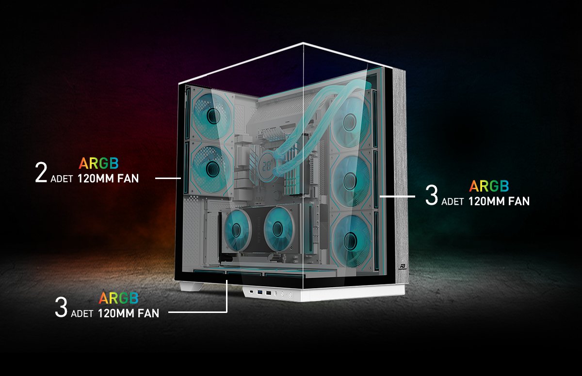 POWERBOOST ECLIPSE JBST-PBA100W 8-ARGB Fanlı Gaming Mid-Tower PC Kasası Beyaz