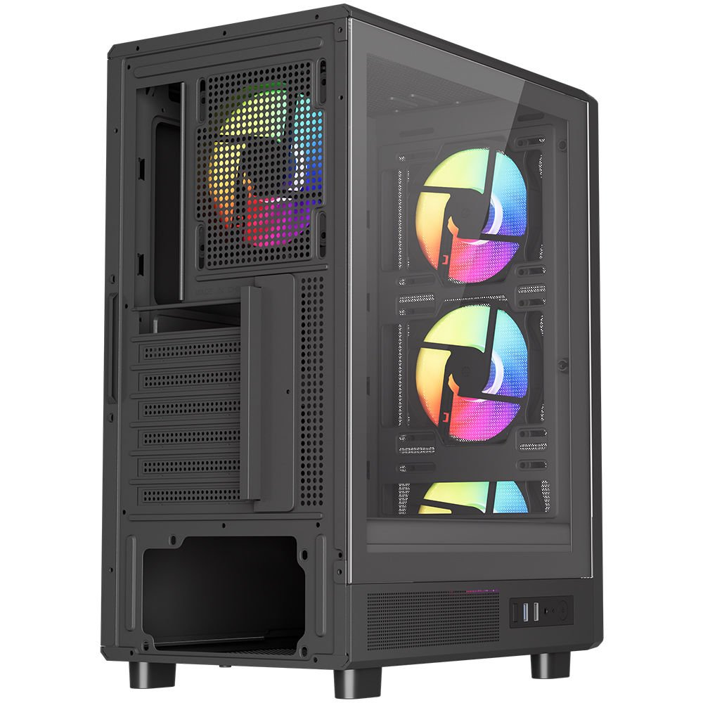 POWERBOOST 600W 80+ A601B 4-Rainbow Fanlı Gaming Mid-Tower PC Kasası ikinci görünüm