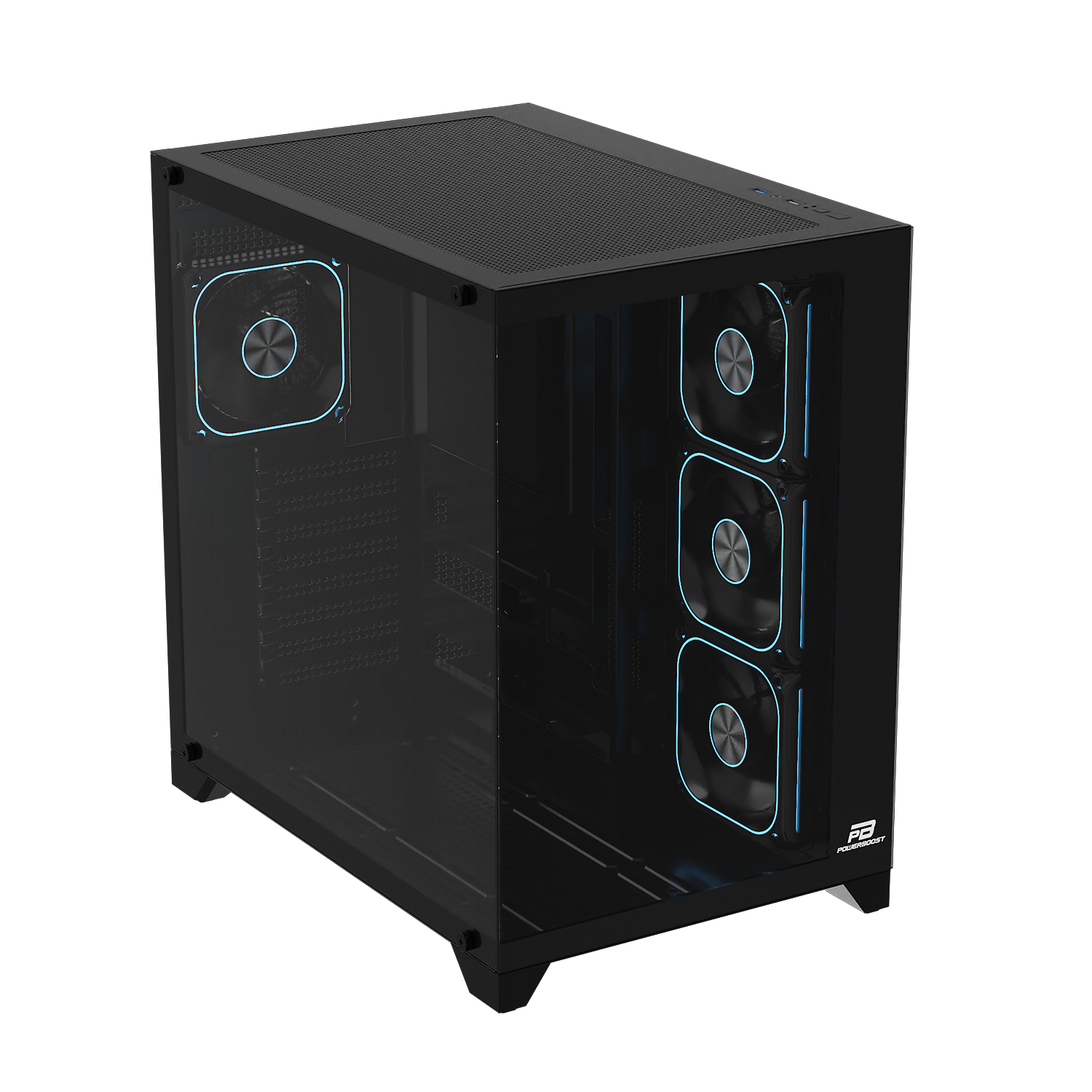 POWERBOOST 750W 80+ BRONZE PB-C9025B 4-ARGB Fanlı Gaming Mid-Tower PC Kasası ikinci görünüm