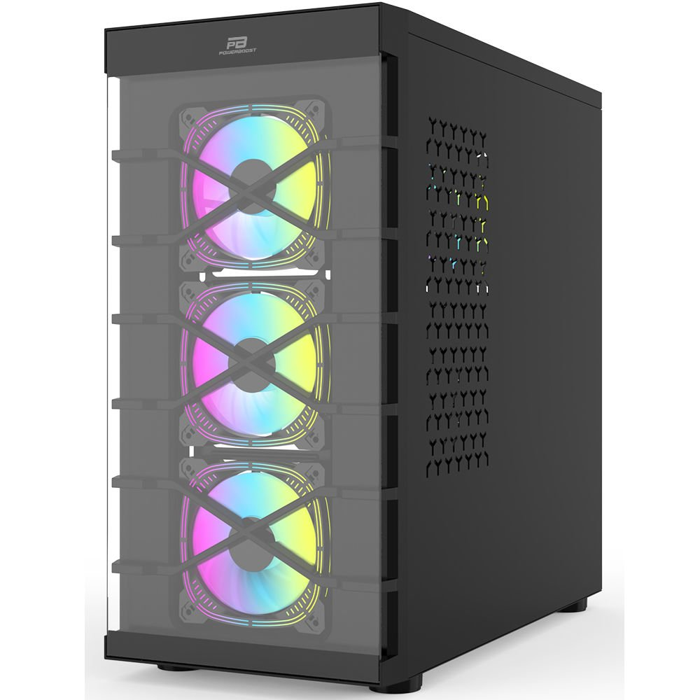 POWERBOOST PB-GR222BB 7-RGB Fanlı Gaming Mid-Tower PC Kasası ikinci görünüm