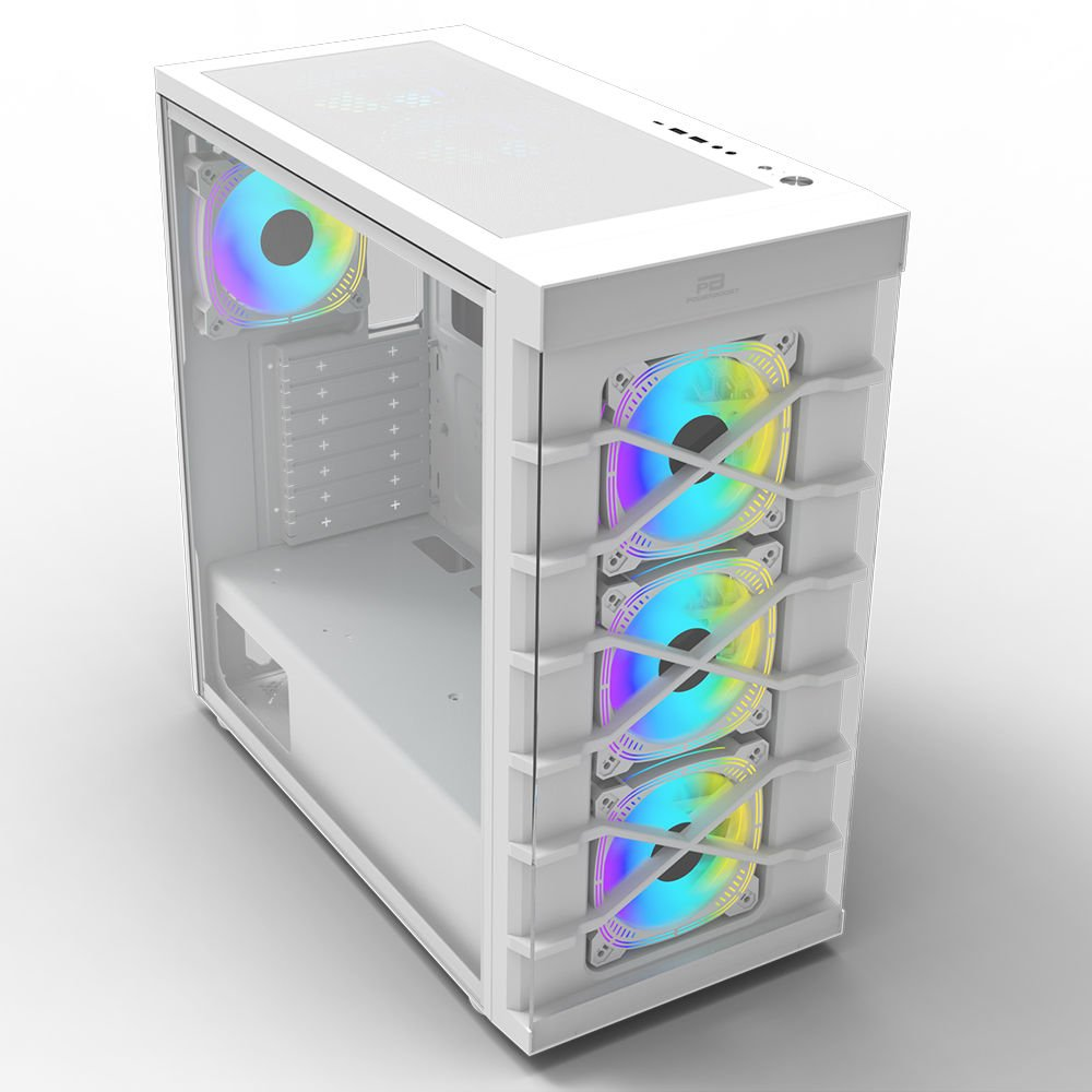 POWERBOOST PB-GR222BW 7-ARGB Fanlı Gaming Mid-Tower PC Kasası Beyaz ikinci görünüm