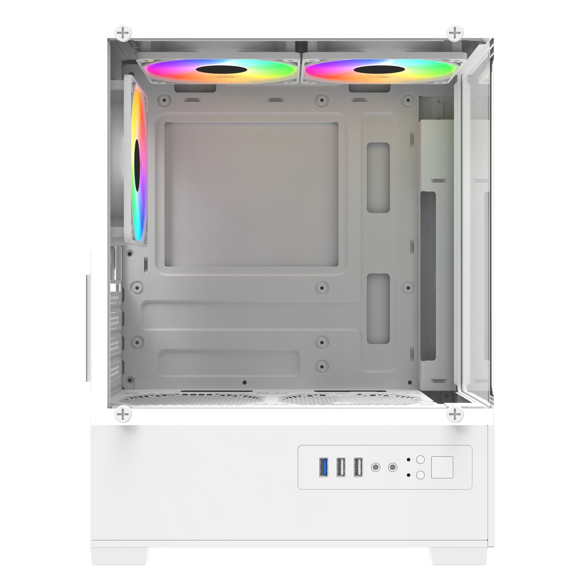 POWERBOOST 500W PB-M5001W 3-Rainbow Fanlı Gaming Micro-Tower PC Kasası Beyaz ikinci görünüm
