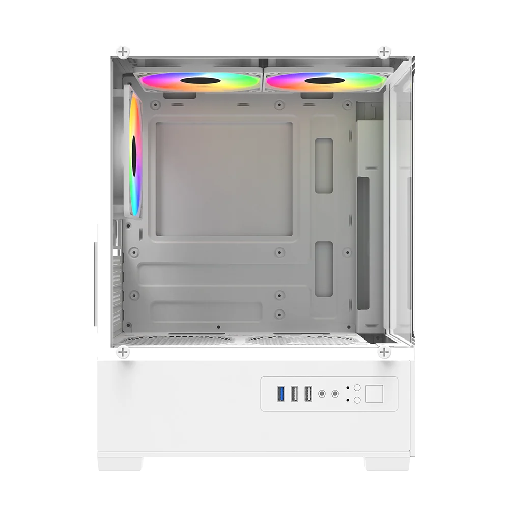 POWERBOOST 500W PB-M5001W 3-Rainbow Fanlı Gaming Micro-Tower PC Kasası Beyaz