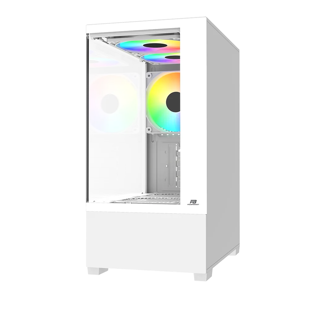 POWERBOOST 500W PB-M5001W 3-Rainbow Fanlı Gaming Micro-Tower PC Kasası Beyaz