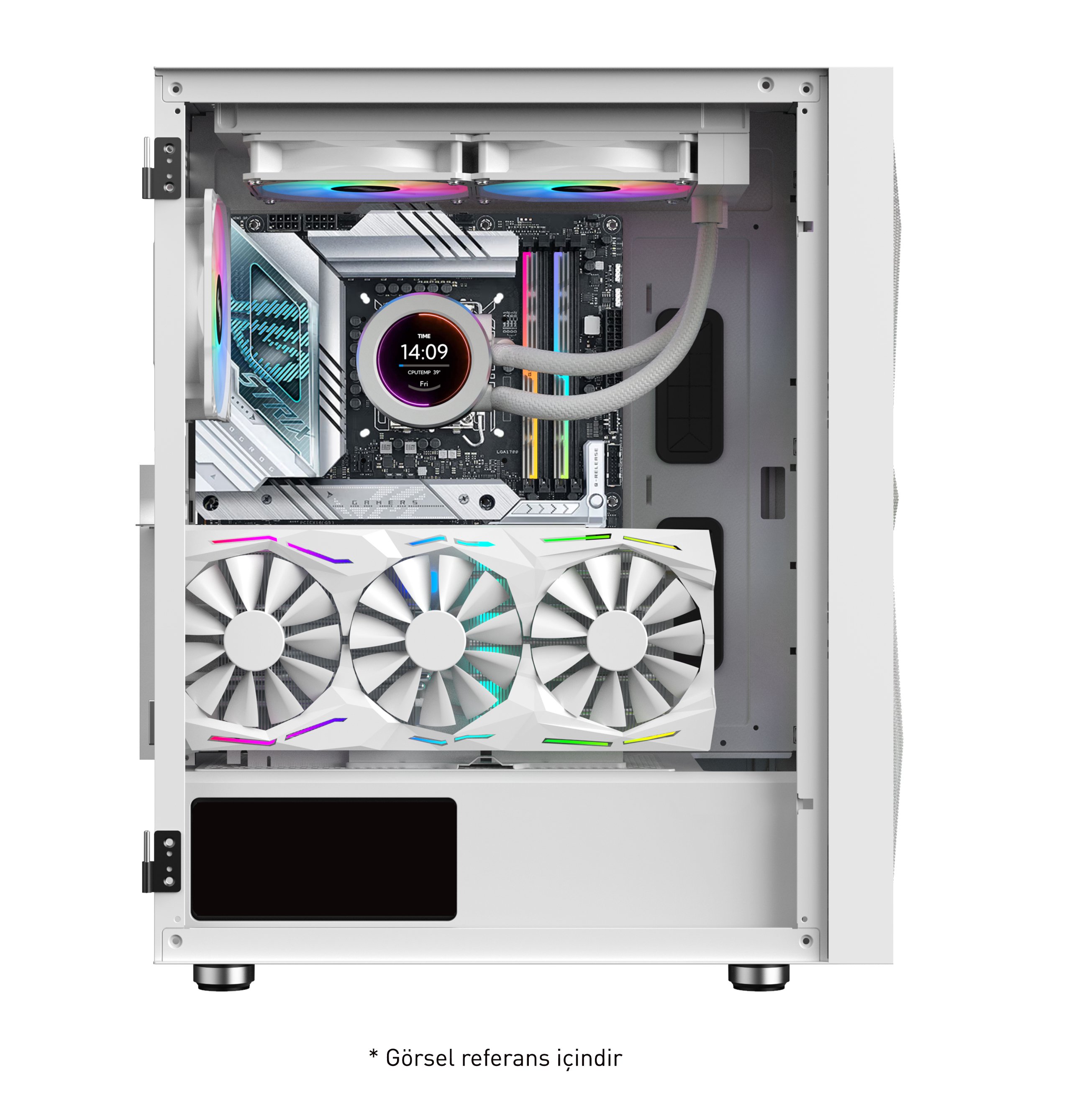 POWERBOOST PB-P3509BW 4-ARGB Fanlı Gaming Mid-Tower PC Kasası Beyaz