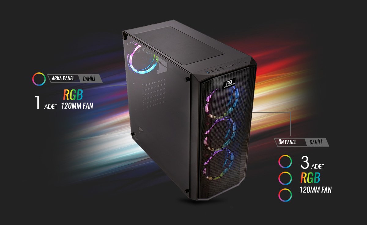 POWERBOOST X58RGB 4-ARGB Fanlı Gaming Mid-Tower PC Kasası