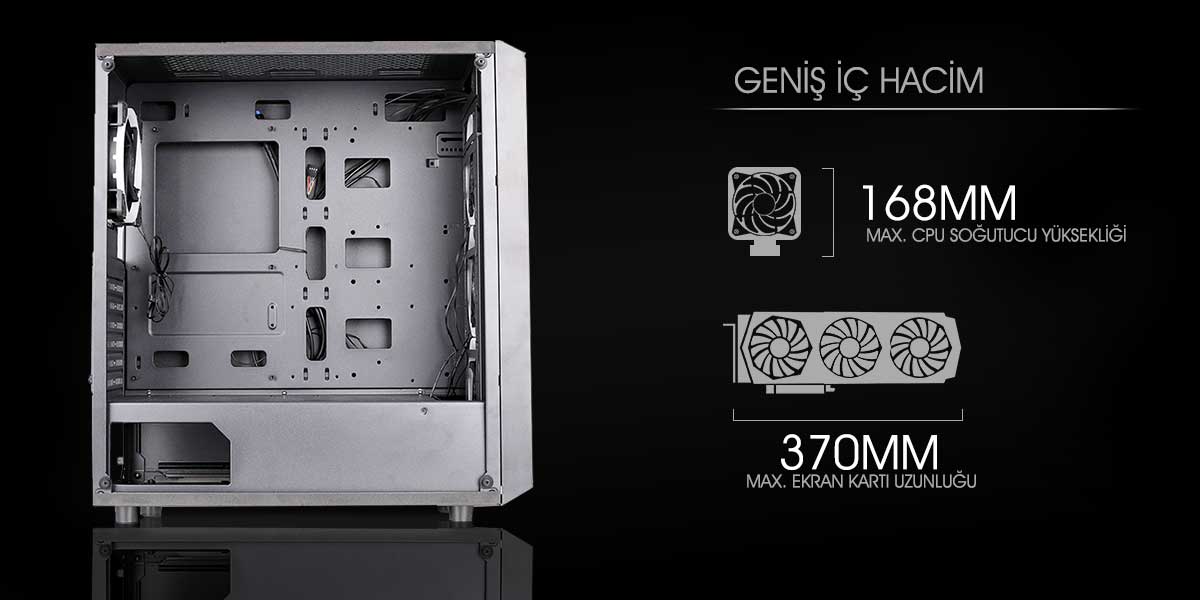 POWERBOOST X58RGB 4-ARGB Fanlı Gaming Mid-Tower PC Kasası