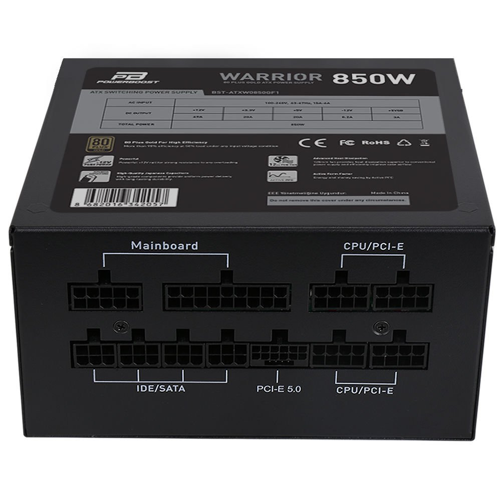 POWERBOOST 850W 80+ GOLD WARRIOR BST-ATX0850GF1 PCIE 5.0 Tam Modüler Power Supply ikinci görünüm
