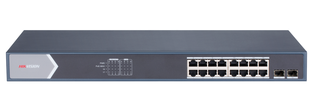 HIKVISION 16port PoE 150w 2-SFP Gigabit Yönetilemez Switch DS-3E0518P-E/M