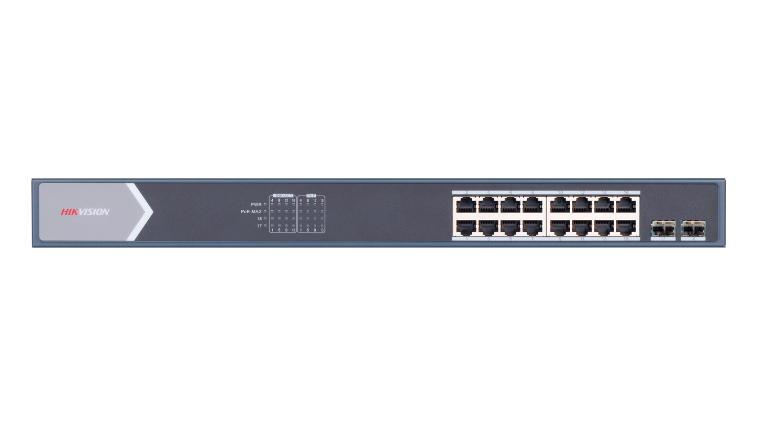 HIKVISION 16port PoE 150w 2-SFP Gigabit Yönetilemez Switch DS-3E0518P-E/M