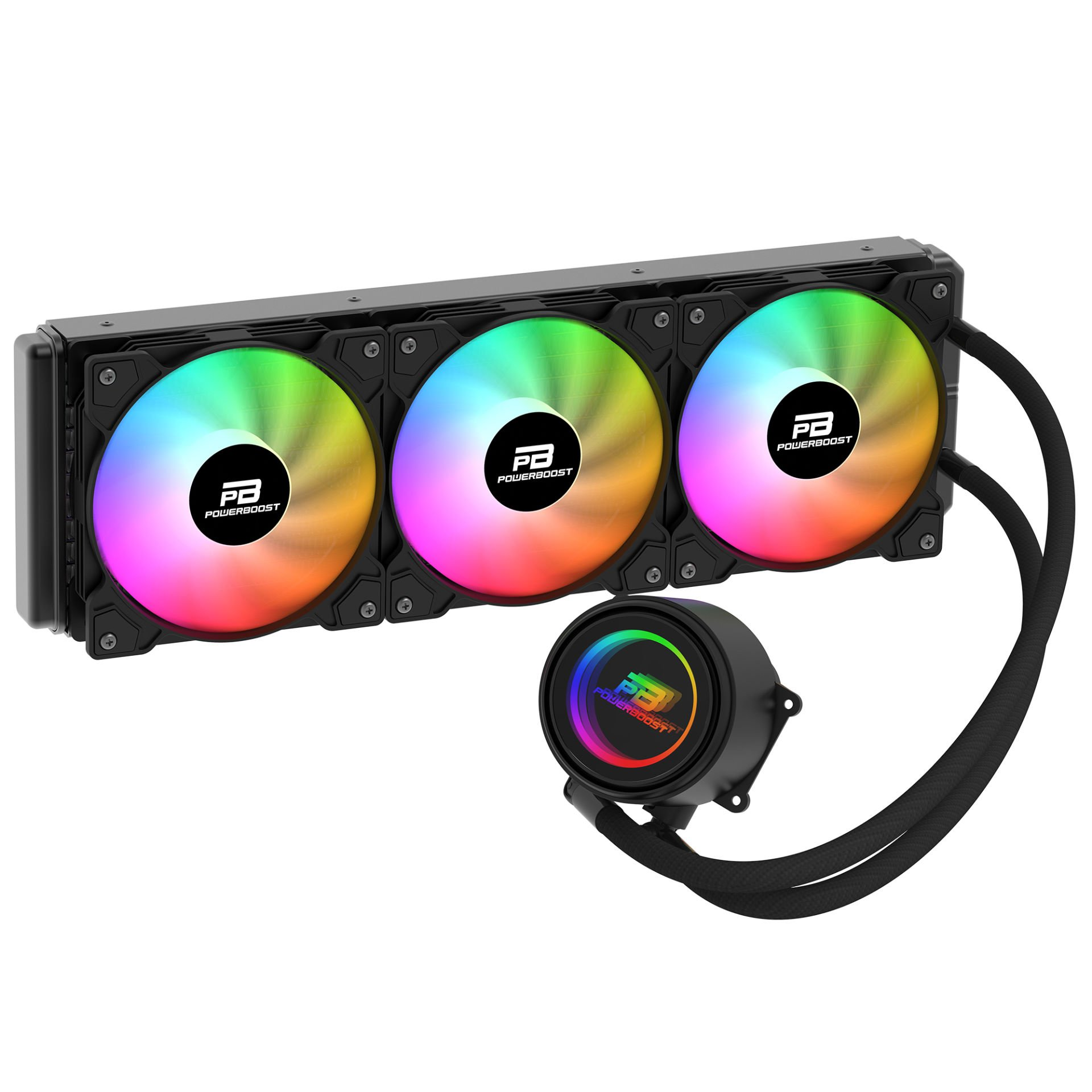 POWERBOOST 360MM CIRCLE 360B PB-LCS-CR360B Rainbow Fanlı AM5-1851p Sıvı Soğutmalı İşlemci Fanı ikinci görünüm