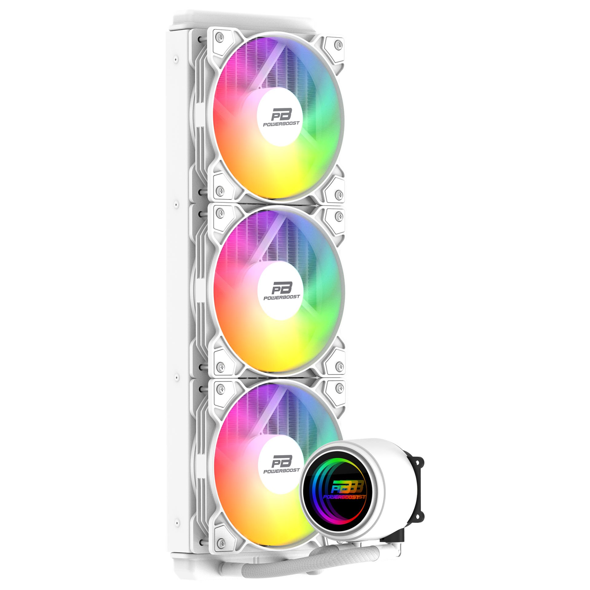 POWERBOOST 360MM CIRCLE 360W Rainbow Fanlı AM5-1851p Sıvı Soğutmalı İşlemci Fanı Beyaz ikinci görünüm