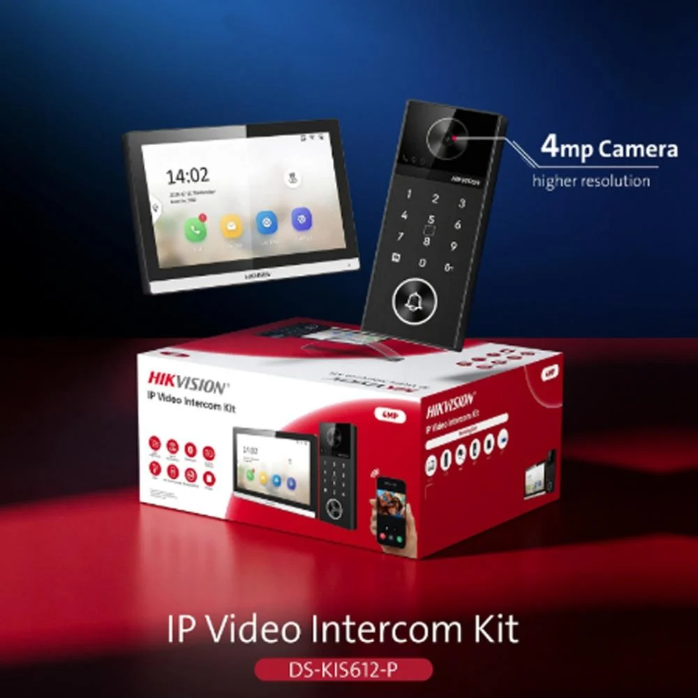 HIKVISION DS-KIS612-P IP Video İnterkom Seti - 7" Dokunmatik Ekran + 4MP Villa Kapı Zili + Kartlı Geçiş