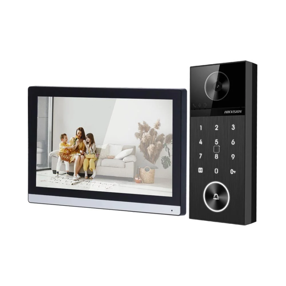 HIKVISION DS-KIS612-P IP Video İnterkom Seti - 7" Dokunmatik Ekran + 4MP Villa Kapı Zili + Kartlı Geçiş