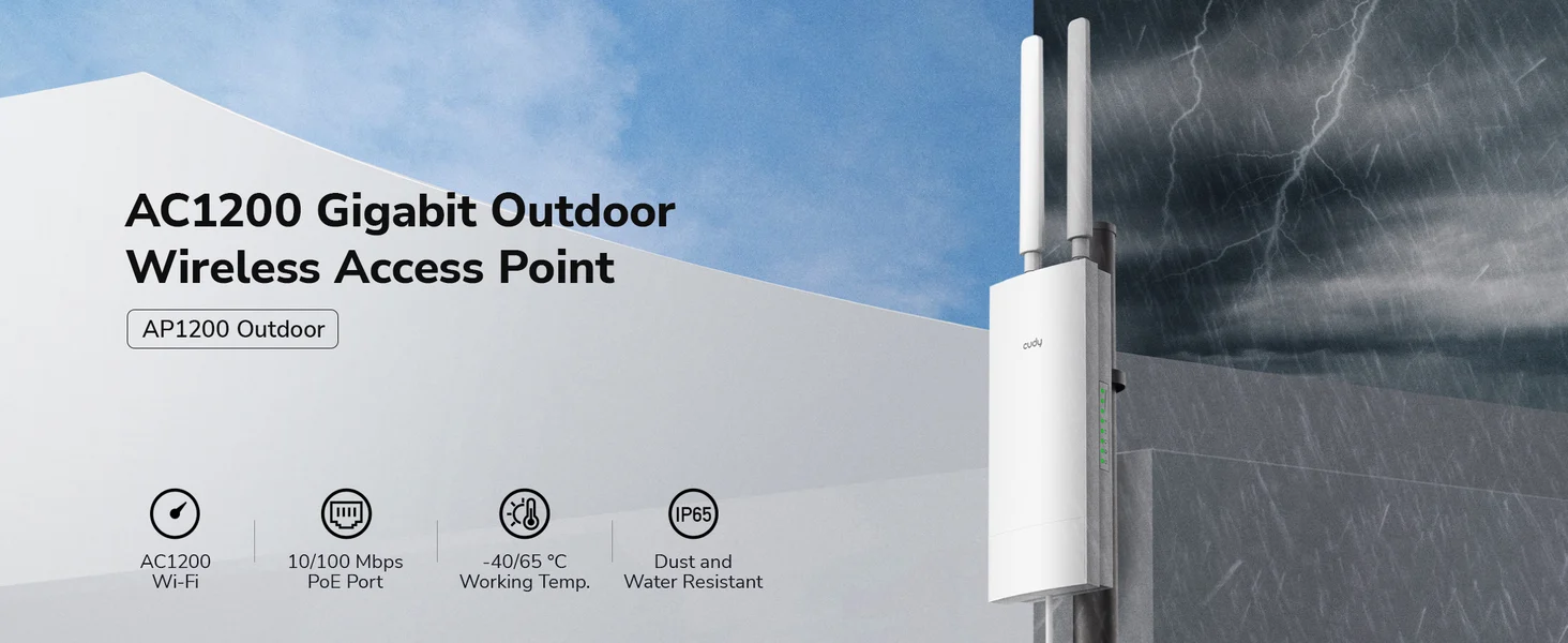 CUDY AP1200-OUTDOOR WIFI5 AC1200 Çift Bant Gigabit Harici Access Point