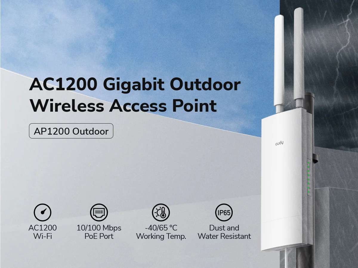 CUDY AP1200-OUTDOOR WIFI5 AC1200 Çift Bant Gigabit Harici Access Point