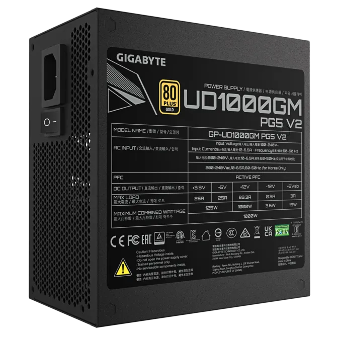 GIGABYTE 1000w 80+Gold GP-UD1000GM PG5 V2 Tam Modüler Power Supply ikinci görünüm