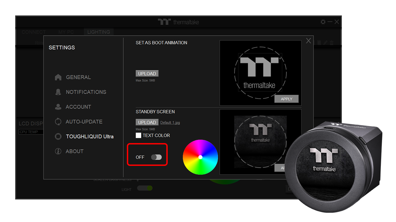 THERMALTAKE 240MM LCD TOUGHLIQUID ULTRA 240 CL-W322-PL12GM-B RGB AM4-1700p Sıvı Soğutmalı İşlemci Fanı