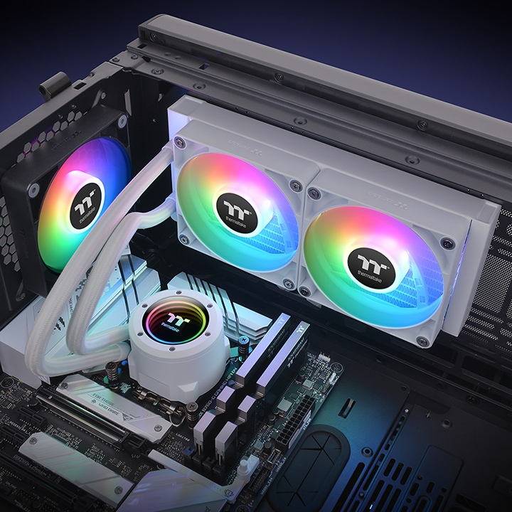 THERMALTAKE 240MM TH240 CL-W364-PL12SW-A ARGB AM5-1851p Sıvı Soğutmalı İşlemci Fanı Beyaz ikinci görünüm