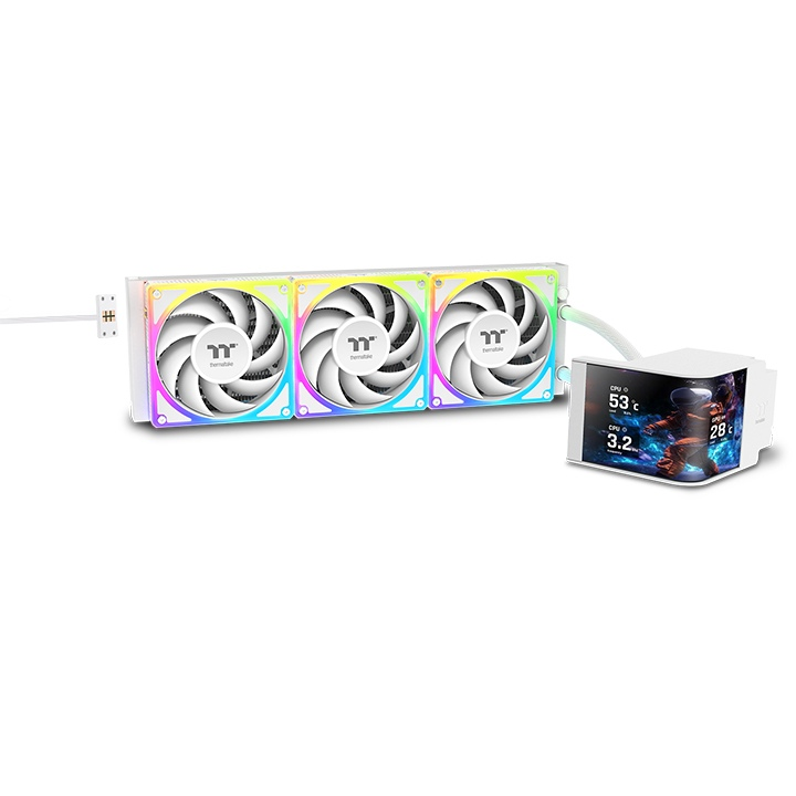THERMALTAKE 360MM 6.67" AMOLED MAGCurve 360 ULTRA CL-W454-PL12SW-A ARGB AM5-1851p Sıvı Soğutmalı İşlemci Fanı Beyaz