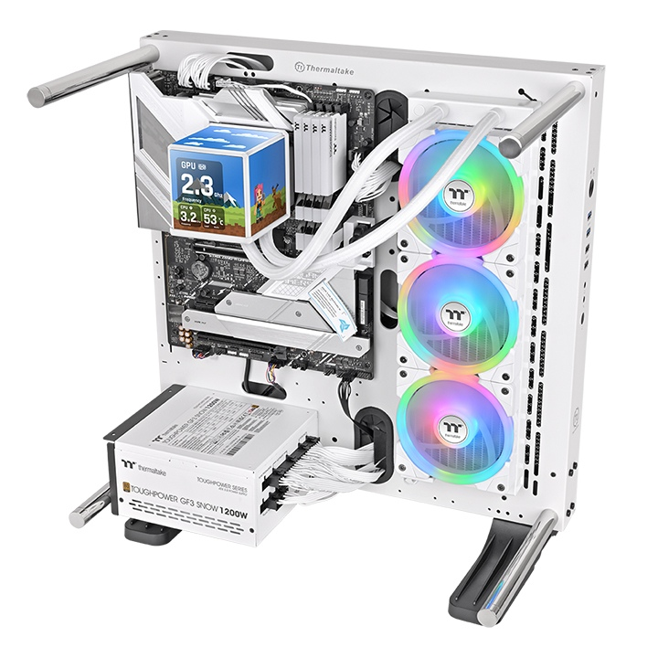 "THERMALTAKE 360MM 3,95" TFT LCD MINECUBE 360 Ultra CL-W482-PL12SW-A ARGB AM5-1851p Sıvı Soğutmalı İşlemci Fanı Beyaz