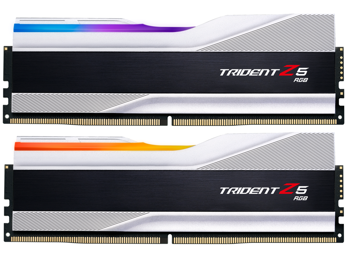 GSKILL 64GB (2X 32GB) DDR5 6000MHZ CL30 RGB DUAL KIT PC RAM / TRIDENT Z5 RGB SILVER F5-6000J3040G32GX2-TZ5RS ikinci görünüm