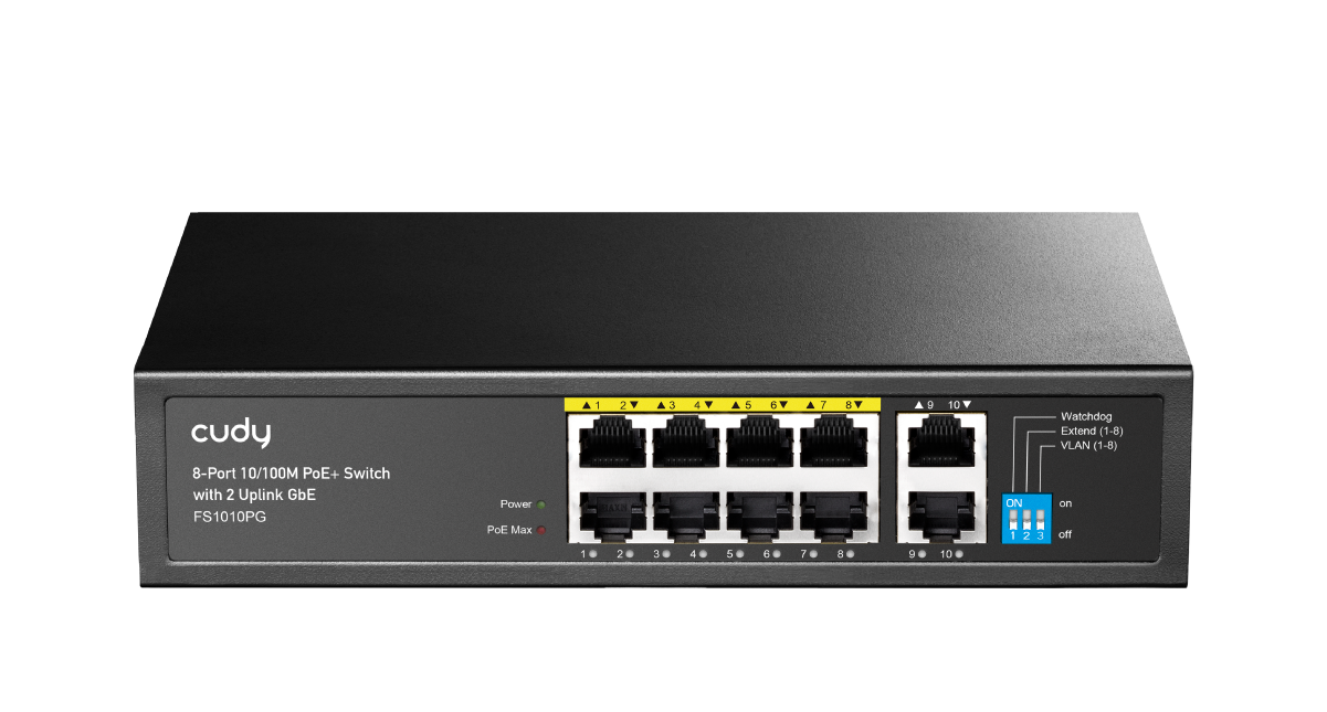 CUDY 8port PoE 120w 2-Uplink 10/100  Yönetilemez Switch FS1010PG ikinci görünüm