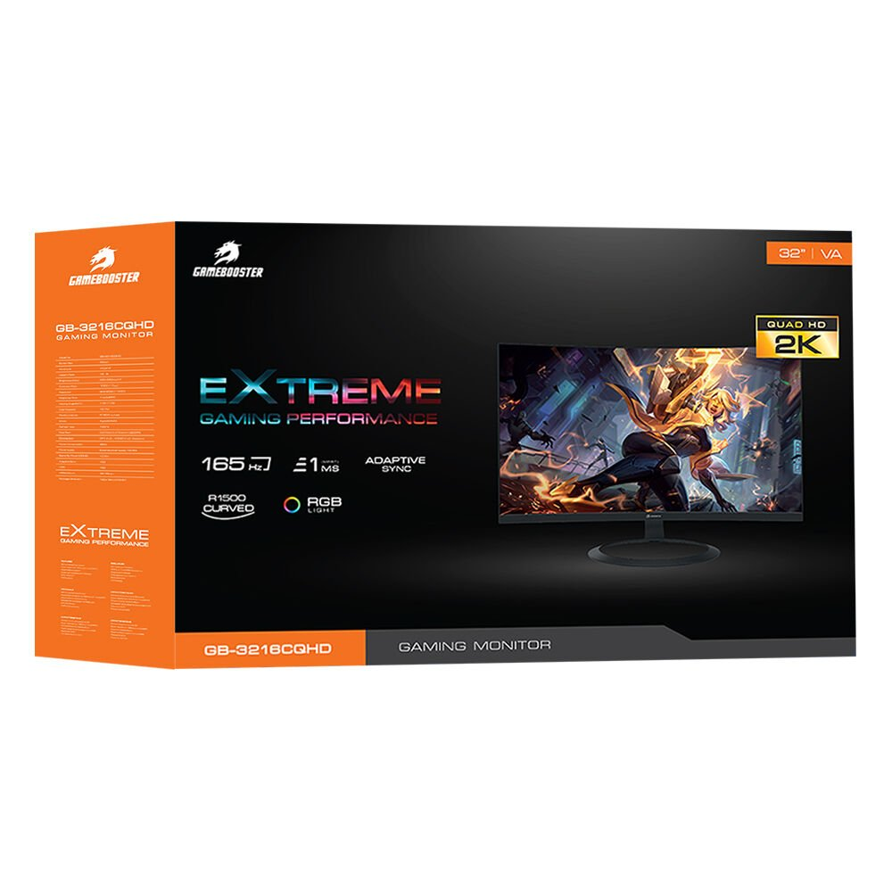 GAMEBOOSTER 31.5" VA GB-3216CQHD 1MS 165HZ HDMI-DP Kavisli Gaming Monitör 2560x1440