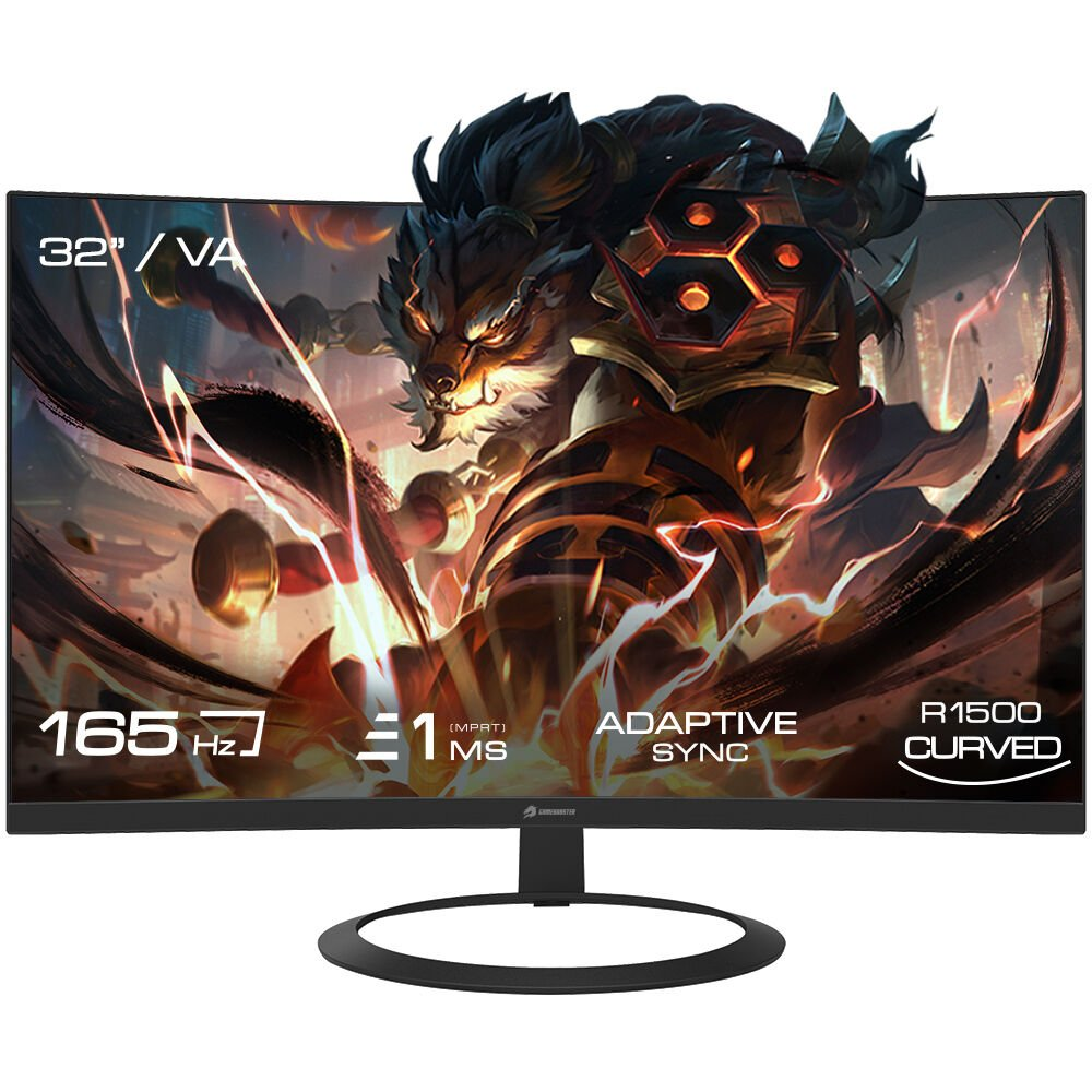 GAMEBOOSTER 31.5" VA GB-3216CQHD 1MS 165HZ HDMI-DP Kavisli Gaming Monitör 2560x1440 ikinci görünüm