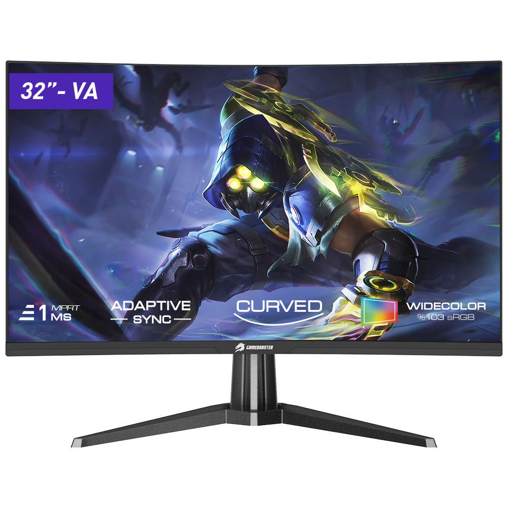 GAMEBOOSTER 31.5" VA GB-3218CF 1MS 180HZ HDMI-DP RGB Kavisli Gaming Monitör 1920x1080
