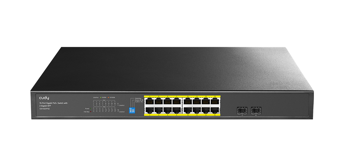 CUDY 16port PoE 200w 2-SFP Gigabit Watchdog Switch GS1020PS2 ikinci görünüm