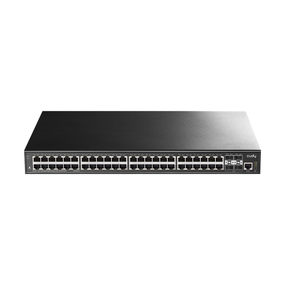 CUDY 48port 4-10GbE SFP Gigabit Layer3 Yönetilebilir Switch GS5048S4 ikinci görünüm