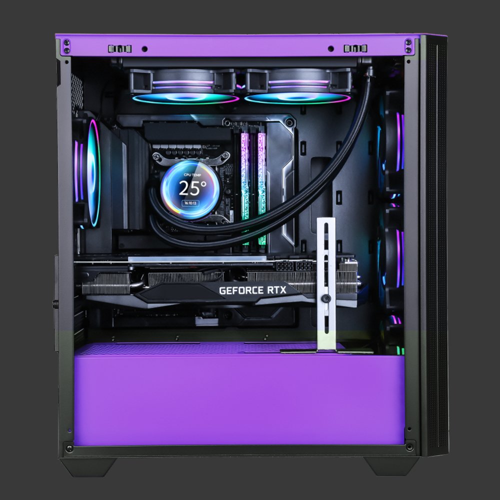POWERBOOST PB-P2252BP 4-ARGB Fanlı Gaming Mid-Tower PC Kasası Mor-Siyah