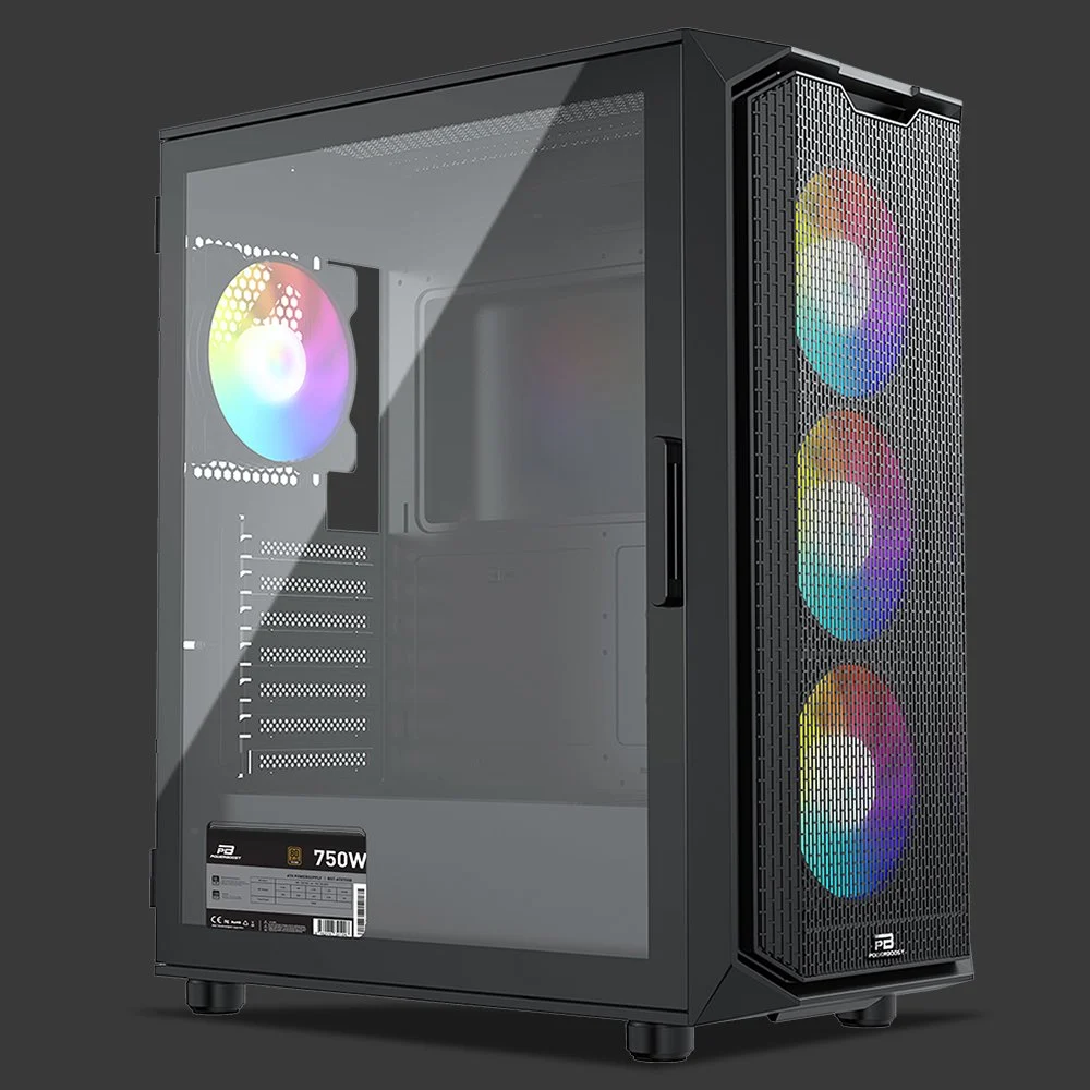 POWERBOOST 750W 80+ BRONZE PB-P521B 4-RGB Fanlı Gaming Mid-Tower PC Kasası