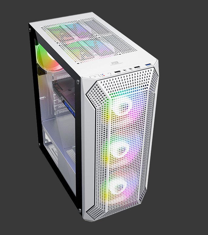 POWERBOOST 650W 80+ VK-P1882BW 4-Rainbow Fanlı Gaming Mid-Tower PC Kasası Beyaz