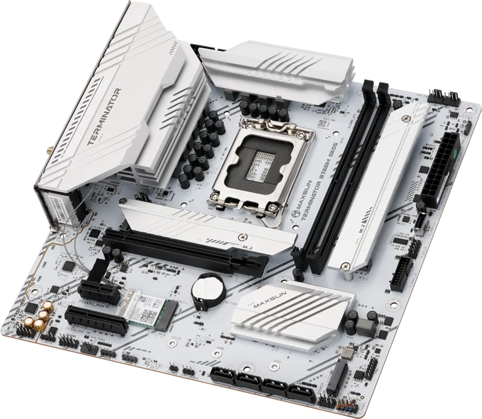 MAXUN TERMINATOR B760M GKD5 ICE DDR5 HDMI-DP PCIE 4.0 1700p mATX BEYAZ ikinci görünüm