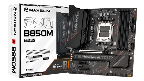 MAXUN TERMINATOR B850M DARK WIFI6 DDR5 HDMI-DP TYPEC PCIE 5.0 AM5 mATX