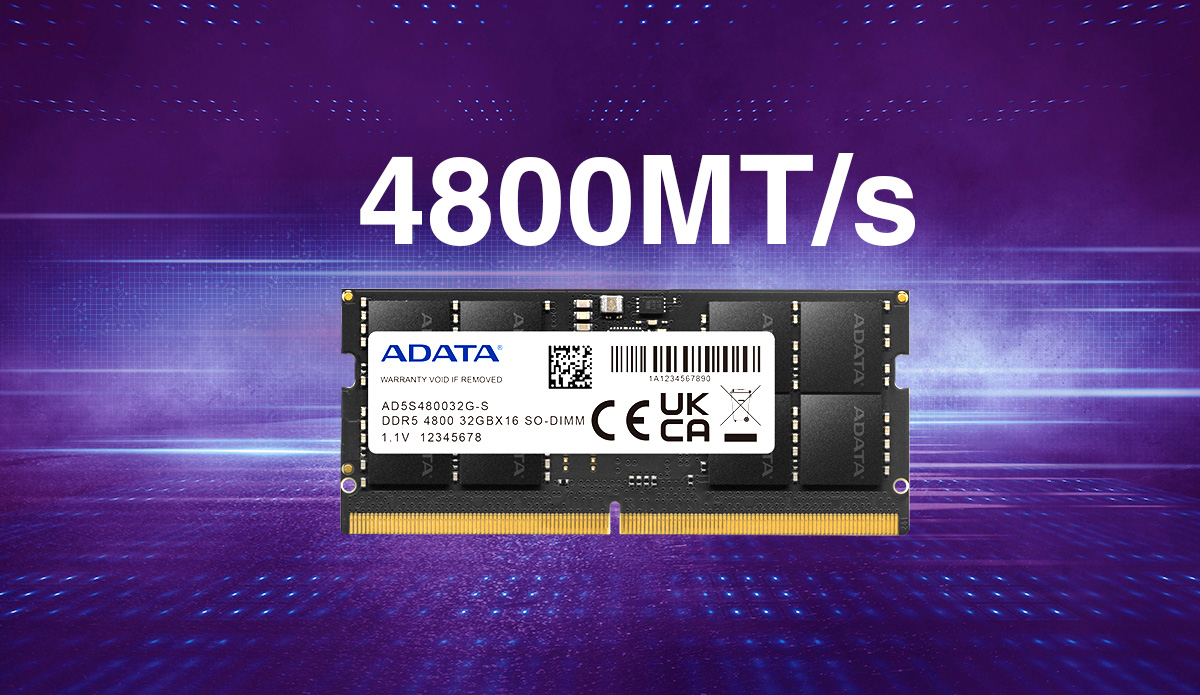 ADATA 32GB DDR5 4800MHZ CL46 NOTEBOOK RAM VALUE AD5S480032G-B